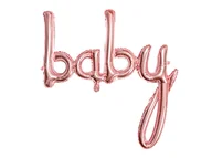 Baby shower i roczek - Party Deco Balon foliowy różowe złoto napis Baby - 73,5 x 75,5 cm FB42M-019R - miniaturka - grafika 1