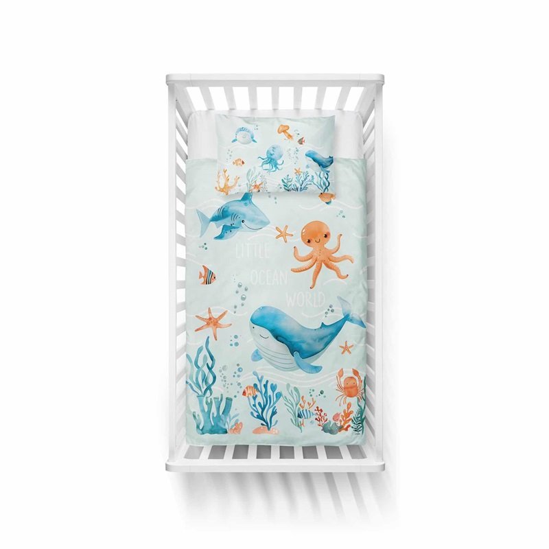Pościel bawełniana do łóżeczka 90x120 5508b ocean