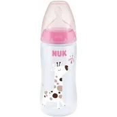 Butelki dla niemowląt - NUK Butelka z wskaźnikiem temp. 300 ml 6-18m First Choice  różowa - miniaturka - grafika 1