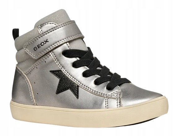 GEOX SPORTOWE SREBRNE WYSOKIE BUTY DZIECIĘCE Z GWIAZDĄ 36 1J6D