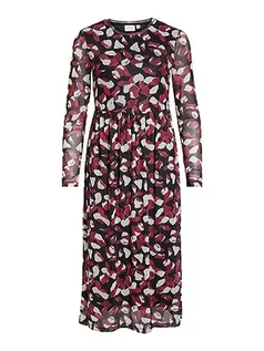 Sukienki - Vila Damska sukienka letnia Vivoletta Lau L/S Midi Dress/Su, Czarny/Aop: iben, XS - grafika 1