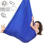 Place zabaw - HUŚTAWKA SENSORYCZNA TERAPEUTYCZNA DLA DZIECI HAMAK 280x150cm 100kg Granatowy - miniaturka - grafika 1