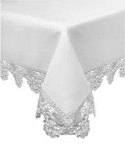 ***Producent niezdefiniowany*** Obrus Plamoodporny z Gipiurą Koronką Biały 160x300 1209656 - Obrusy i serwetki - miniaturka - grafika 1