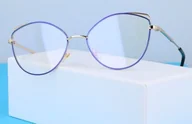 Okulary korekcyjne, oprawki, szkła - Okulary z filtrem zerówki DAMSKIE kocie oczy z antyrefleksem Blue 2527-1 - miniaturka - grafika 1