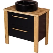 Szafki łazienkowe - Stojąca szafka łazienkowa 80 cm czarny mat z czarną umywalką Cortez Gante - miniaturka - grafika 1