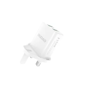 Dudao ładowarka sieciowa wtyczka UK (Wielka Brytania) 2xUSB-A 2.4A biała + kabel USB-A - USB-C biały - Ładowarki do telefonów - miniaturka - grafika 3