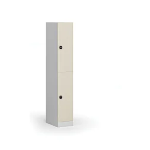 Szafka ubraniowa ze schowkami, 2 schowki, 1850 x 300 x 500 mm, zamek z czytnikiem kart RFID, drzwi laminowane, dąb naturalny - Szafki biurowe - miniaturka - grafika 3