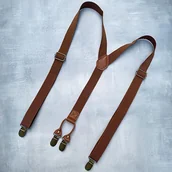 Inne - Brytyjski styl męskie szelki, miedziany czteroklipsowy elastyczny pas tkany, regulowany dodatek sceniczny, druhny drużba garnitur spodnie szelki Tide - miniaturka - grafika 1