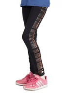 Legginsy - Legginsy dziewczęce z napisem czarne 134-140 YOCLUB - miniaturka - grafika 1