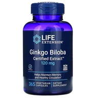 Suplementy naturalne - Life Extension - Ginkgo Biloba, Certyfikowany Ekstrakt, 120mg, 365 vkaps - miniaturka - grafika 1