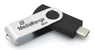 Pendrive - MediaRange MR1952 pamięć USB 32 GB USB Type-C 3.2 Gen 1 (3.1 Gen 1) Czarny, Srebrny MR1952 - miniaturka - grafika 1