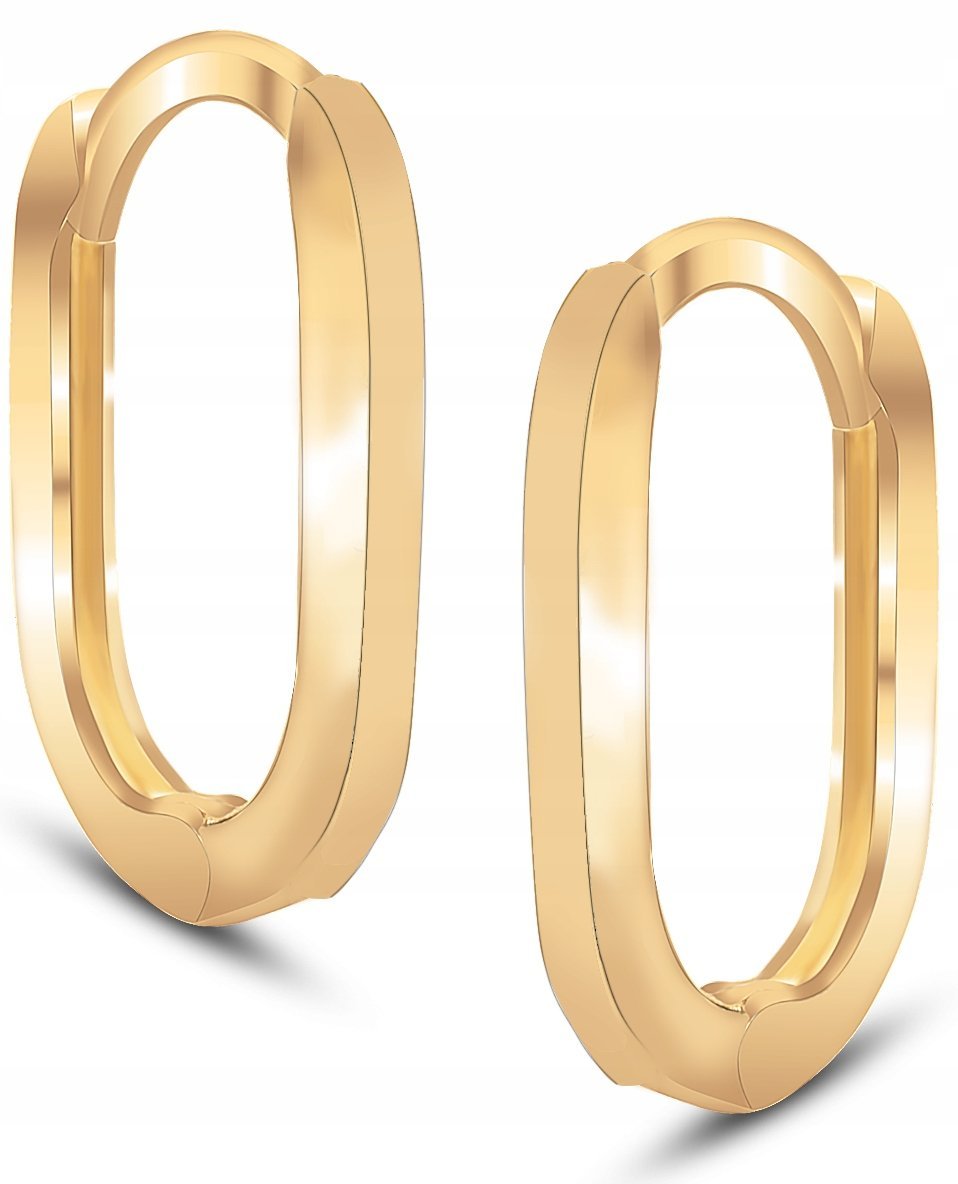 PIĘKNE ZŁOTE KLASYCZNE KOLCZYKI OWALNE 15 MM 14KT 585