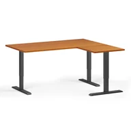 Biurka - Stół z regulacją wysokości, 3 silniki, 745 - 1215 mm, narożnik L/P, blat 1600 x 1400 mm, podstawa czarna, czereśnia - miniaturka - grafika 1