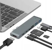 Złącza, przejściówki, adaptery - CO2 ADAPTER HUB PRZEJŚCIÓWKA USB-C USB SD THUNDERBOLT HDMI 4K DO MACBOOK PRO AIR SPACE GRAY - miniaturka - grafika 1