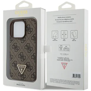 Guess GUHCP15LP4TDPW iPhone 15 Pro 6.1" brązowy/brown hardcase Leather 4G Triangle Strass - Etui i futerały do telefonów - miniaturka - grafika 7