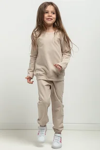 Spodnie dresowe w typie jogger dla dziecka, MMD38, jasnobeżowe - Spodnie i spodenki dla dziewczynek - miniaturka - grafika 1