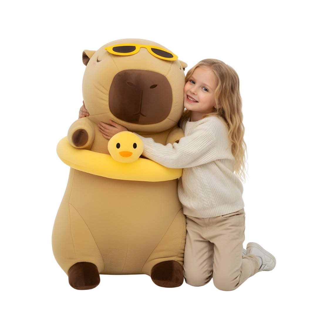 Duża Maskotka Pluszak Poduszka Zabawka Kapibara z kaczką 90cm
