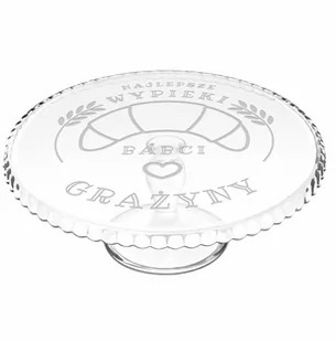 Patera szklana do ciasta z grawerem dla babci piekarza - Tace i patery - miniaturka - grafika 1