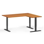 Biurka - Stół z regulacją wysokości, 3 silniki, 745 - 1215 mm, narożnik L/P, blat 1600 x 1400 mm, podstawa czarna, czereśnia - miniaturka - grafika 1
