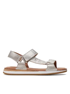 Clarks Skórzane sandały w kolorze srebrnym - Sandały damskie - miniaturka - grafika 1