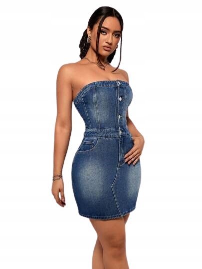 SHEIN SUKIENKA JEANSOWA NIEBIESKA MINI 40/42 ŁGN