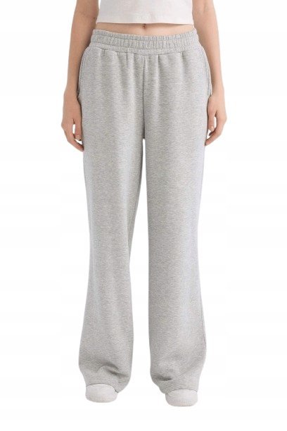 DEFACTO SZARE SPODNIE DRESOWE PROSTE Z ELASTYCZNYM PASEM L OPA