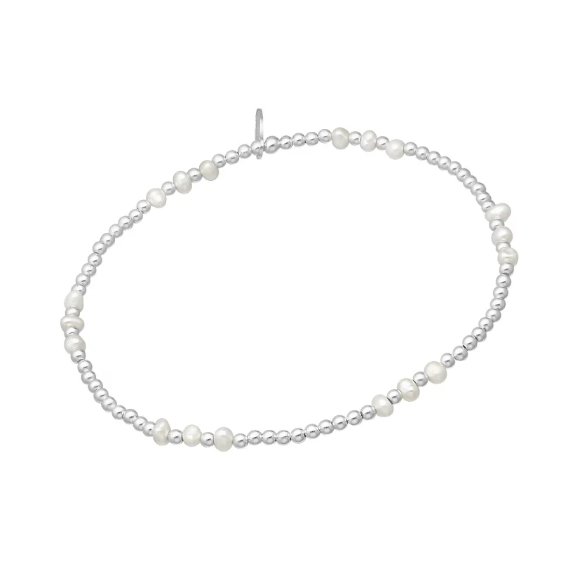 Bransoletka Pearl Joy - 17 cm / srebrny