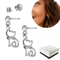 Biżuteria dla dzieci - Kolczyki Kotki dla Dziewczynki Kolczyki dla Dziecka Kot Kotek Srebro 925 - miniaturka - grafika 1