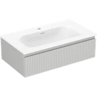 Szafki łazienkowe - Mexen Rivel szafka łazienkowa 80 cm z umywalką Vela, 1 szuflada, ryflowana , szara mat/biała mat - 91A20-08023-1-BF62-W23M01 - miniaturka - grafika 1