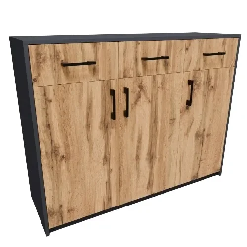 Komoda szafka 3D3S GRAFIT-WOTAN 110cm 3 szuflady 3 szafki regał ROB