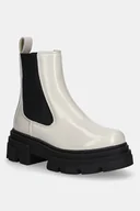 Botki damskie - Tommy Hilfiger sztyblety skórzane TH SHINY LEATHER CHELSEA damskie kolor beżowy na platformie lekko ocieplone FW0FW09042 - miniaturka - grafika 1