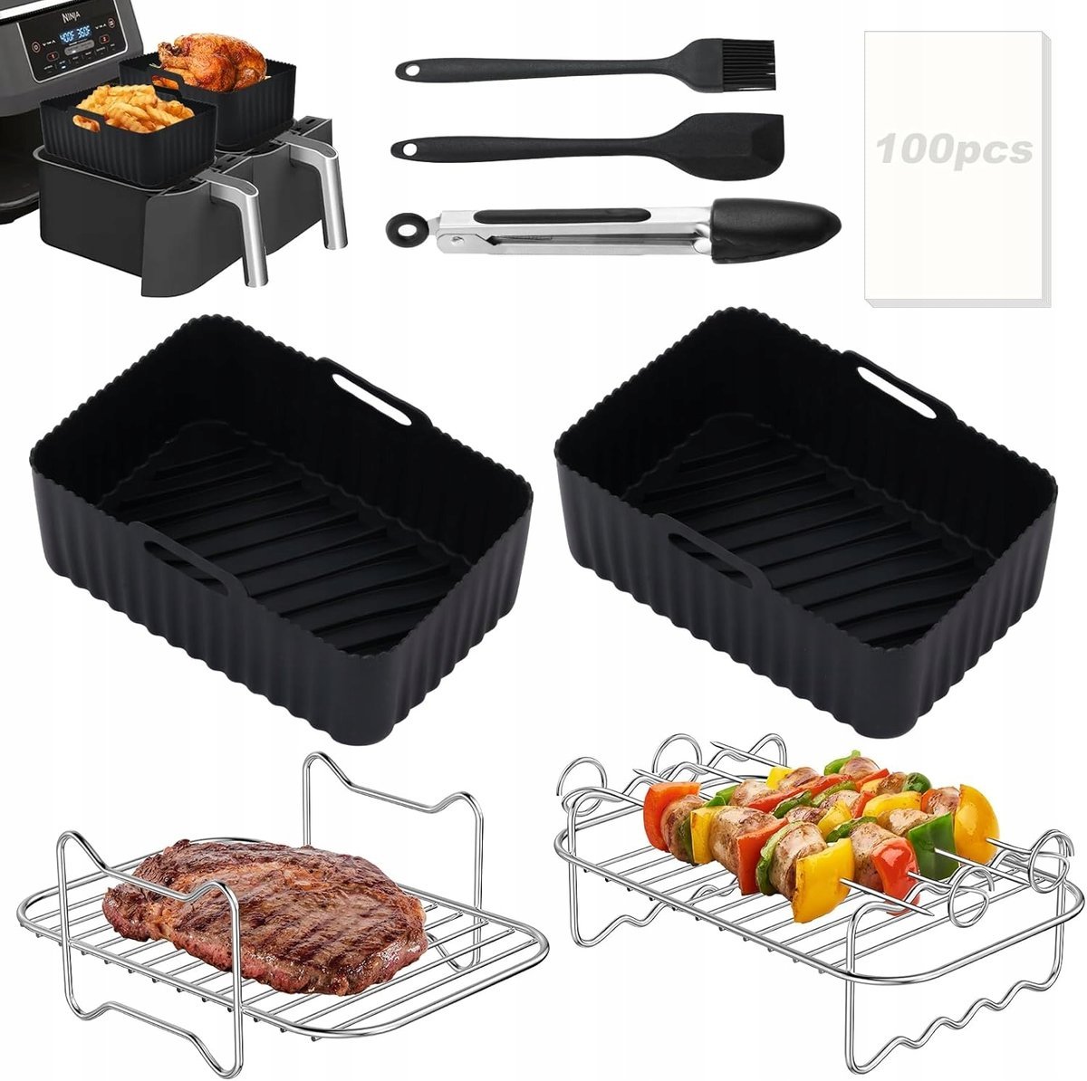 Wkładki Stojaki Papier Do Frytkownicy Beztłuszczowej Air Fryer Ninja Dual