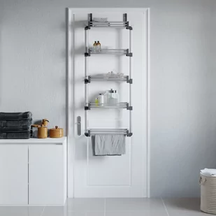 vidaXL Organizer na drzwi z 5 półkami, 52x20x135 cm, aluminium - Wieszaki i stojaki - miniaturka - grafika 1