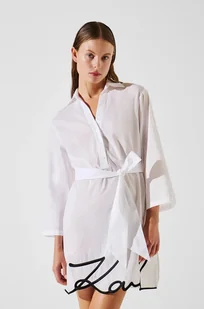 Karl Lagerfeld sukienka bawełniana kolor biały mini prosta A2W46075 - Sukienki - miniaturka - grafika 1