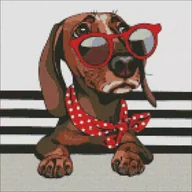 Malowanie po numerach - Diamentowa mozaika - Stylowy jamnik 40x40cm - Ideyka - miniaturka - grafika 1