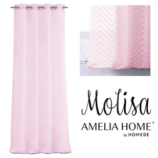 Firana MOLISA kolor różowy haftowany motyw boho przelotki srebrne woal 140x270 ameliahome - SCURT/AH/MOLISA/EYELETS/PINK/140X270 - Firany - miniaturka - grafika 1