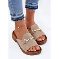 Klapki i japonki damskie - Zamszowe Klapki Damskie Inblu TF0002KU Beżowe beżowy - miniaturka - grafika 1