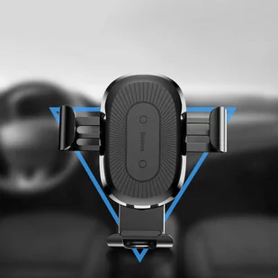 Baseus Wireless Charger Gravity uchwyt samochodowy na kratkę wentylacyjną + bezprzewodowa ładowarka Qi czarny  (WXYL-01) - Ładowarki do telefonów - miniaturka - grafika 4