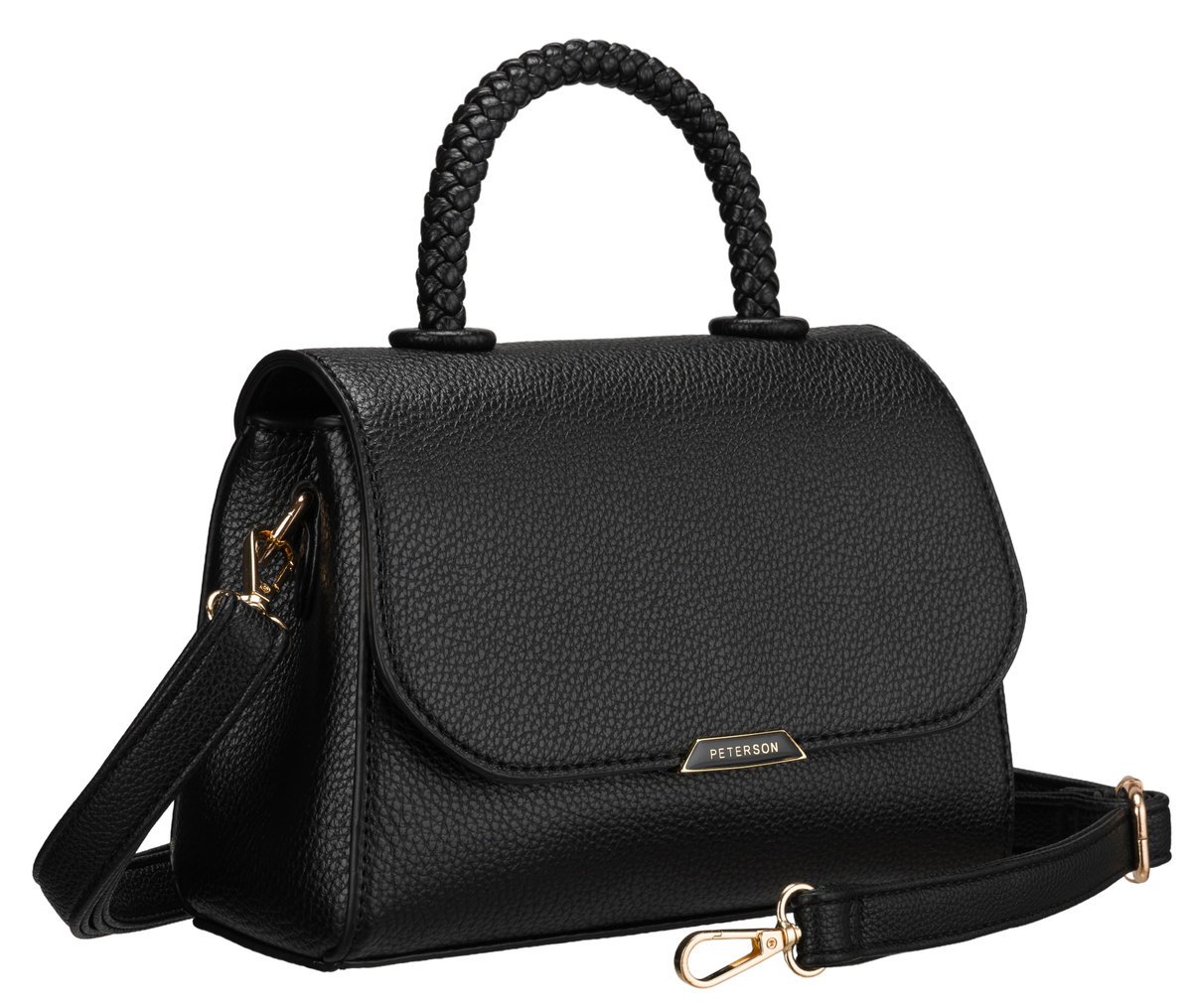 Mała torebka damska PETERSON czarna listonoszka na ramię miejska modna do ręki