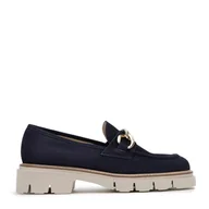 Mokasyny damskie - Damskie mokasyny zamszowe z łańcuchem na platformie granatowe - Wittchen - miniaturka - grafika 1