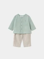 Komplety dla niemowląt - Mayoral Komplet koszula i spodnie materiałowe 1564 Zielony Regular Fit - miniaturka - grafika 1