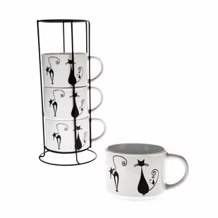 4-częściowy zestaw kubków ceramicznych na stojaku Kot - Kubki - miniaturka - grafika 1