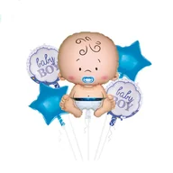 Baby shower i roczek - Zestaw balonów na baby shower BABY BOY'  5 el. - miniaturka - grafika 1