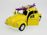 Samochody i pojazdy dla dzieci - Welly Vw Volkswagen Beetle Z Deską Żółty 1:34 Samochód Nowy Metalowy Model - miniaturka - grafika 1