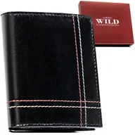 Portfele - Mały pionowy portfel męski skórzany czarny ALWAYS WILD rfid elegancki bez zapięcia - miniaturka - grafika 1