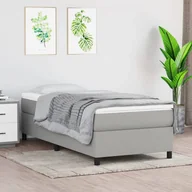 Łóżka - Lumarko Łóżko kontynentalne, jasnoszare, obite tkaniną, 90x200 cm - miniaturka - grafika 1