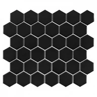 Płytki ceramiczne - Mozaika ceramiczna Hexagon Black Matt 32x28 cm - miniaturka - grafika 1