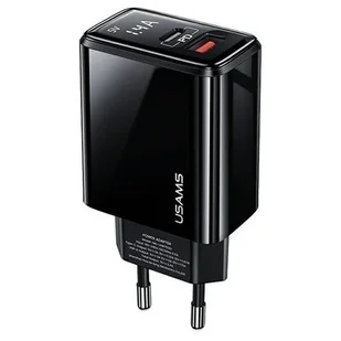 Usams Ładowarka  Ładowarka sieciowa USAMS T40 CC133TC01 US-CC133 1xUSB-C+1xUSB czarny CC133TC01 - Akcesoria do tabletów i e-booków - miniaturka - grafika 1