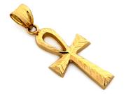 Złota zawieszka krzyż egipski frezowany w jodełkę