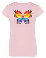 Koszulki i topy damskie - T-Shirt fajny kolorowy nadruk MOTYL r.L - miniaturka - grafika 1